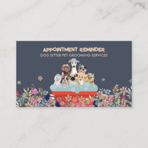 Carte De Visite Chien Grooming Bain Lit Floral Rendez-vous