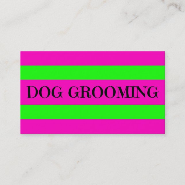 Carte De Visite Chien Grooming Neon vert et rose chaud (Devant)