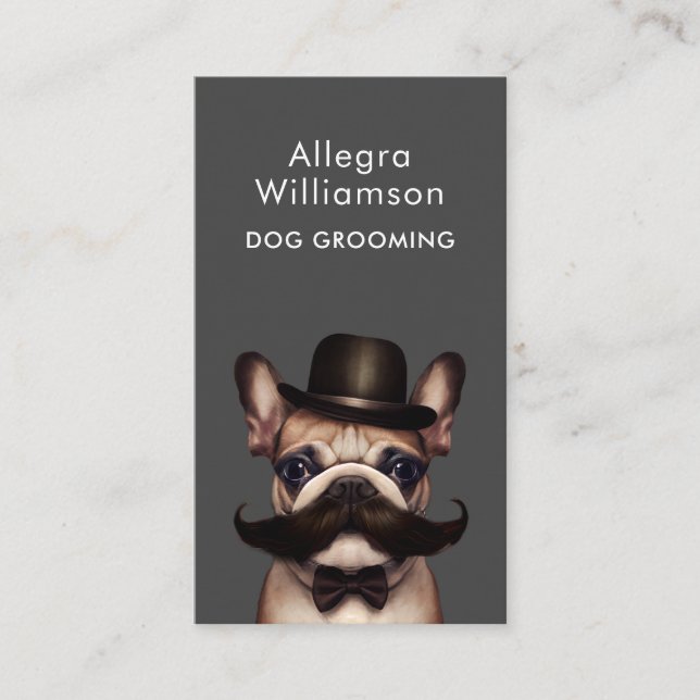 Carte De Visite Chien Grooming QR code drôle Français Bulldog (Devant)
