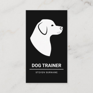 Carte De Visite Chien Minimal Noir & Blanc Silhouette - Dresseur d