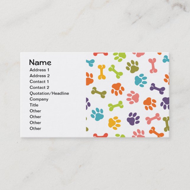 Carte De Visite Chien Paw Cool mignon fille animal Motif de mode (Devant)