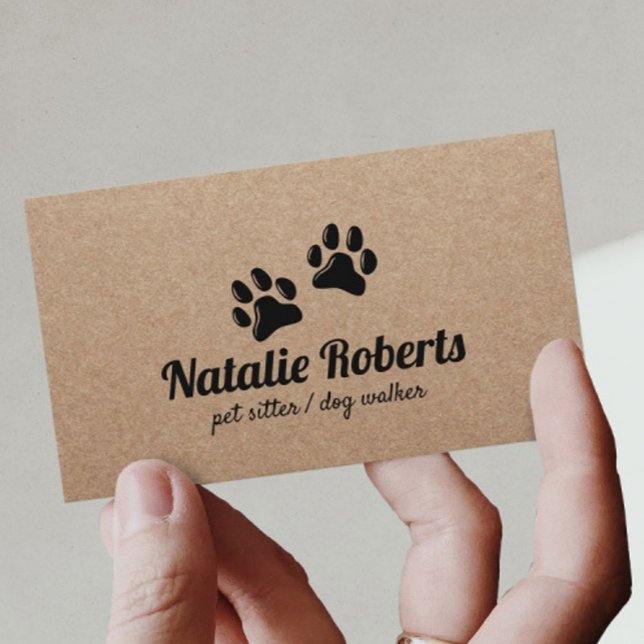 Carte De Visite Chien Paws Animal Sitter Chien Walker Rustique Kra (Créateur téléchargé)