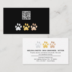 Carte De Visite Chien Paws (Argent, or, bronze) Code QR