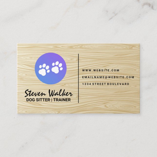 Carte De Visite Chien Paws | Impression bois (Devant)