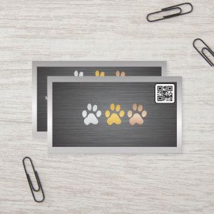 Carte De Visite Chien Paws Métal   Code QR