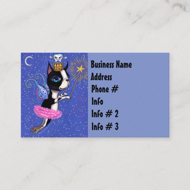 Carte De Visite Chien poilu de dents Boston Terrier Pink Tutu Crow (Devant)