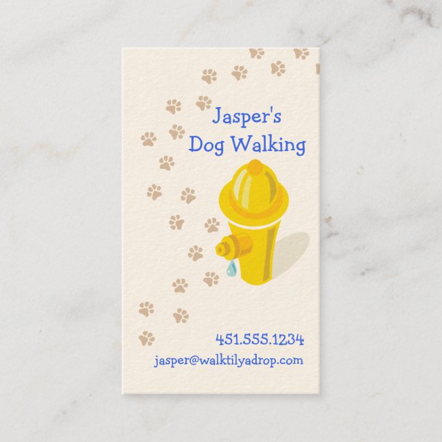 Carte De Visite Chien professionnel Walker_hydrant et pattes (Devant)