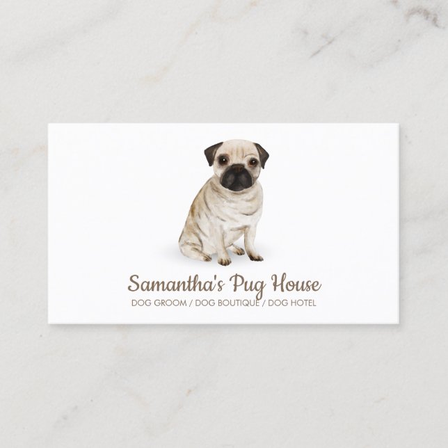 Carte De Visite Chien Pug Simple Assis (Devant)