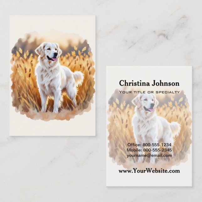 Carte De Visite Chien Retriever Golden Blanc (Devant / Derrière)
