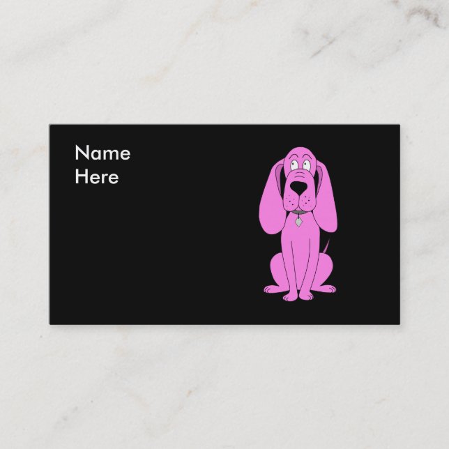 Carte De Visite Chien rose lumineux. Bande dessinée de chien (Devant)