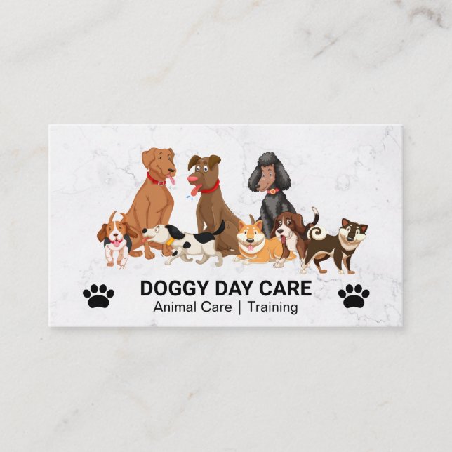 Carte De Visite Chien Sitter | Services animaux | Groupe de chiens (Devant)