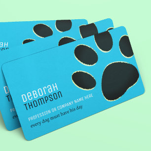 Carte De Visite Chien surdimensionné Paw Pet Pet Amateurs Sky Blue