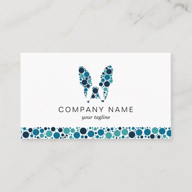 Carte De Visite Chien-taureaux français aux cercles bleus (Devant)