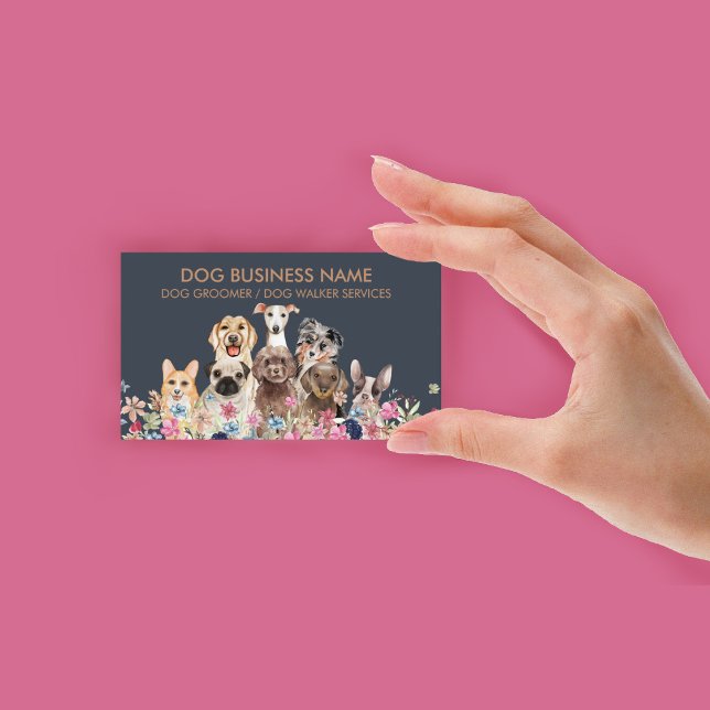 Carte De Visite Chien toiletter boutique animal de compagnie chiot (Dog grooming boutique pet sitter puppy walker business card)