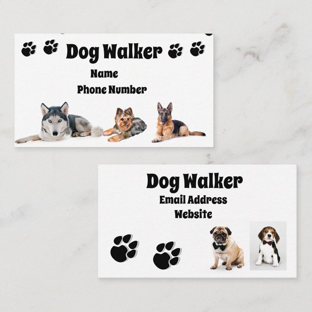 Carte De Visite Chien Walker (A dynamic presentation of a dog walking service business card)