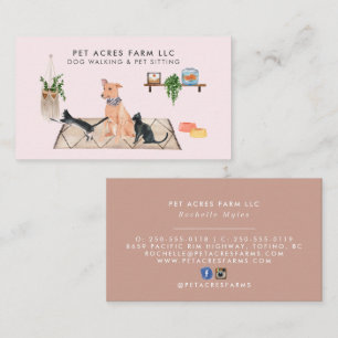 Carte De Visite Chien Walker Animal de compagnie assis aquarelle