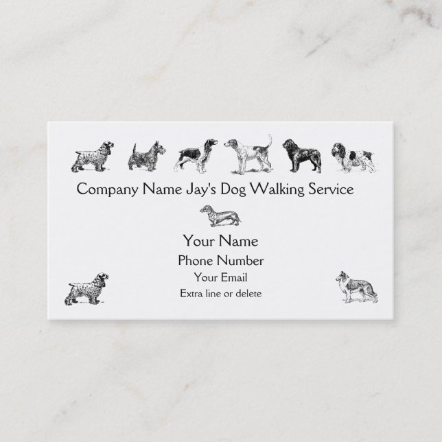 Carte De Visite Chien Walker Groomer Service de soins pour animaux (Devant)