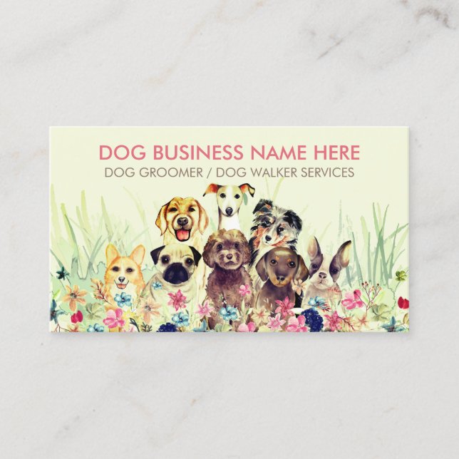 Carte De Visite Chiens à l'aquarelle (Devant)
