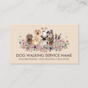Carte De Visite Chiens assis fleurs animalerie en ligne