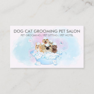Carte De Visite Chiens bleus roses chats spa Groomer pour animaux