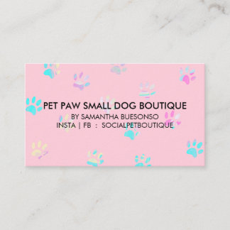 Carte De Visite Chiens d'embarquement turquoise en patte rose