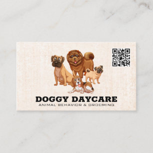 Carte De Visite Chiens en groupe Code QR
