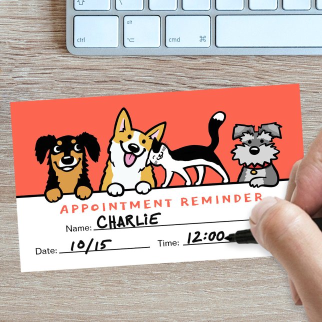 Carte De Visite Chiens et chats Cute Soin animal Rappel de rendez- (Créateur téléchargé)