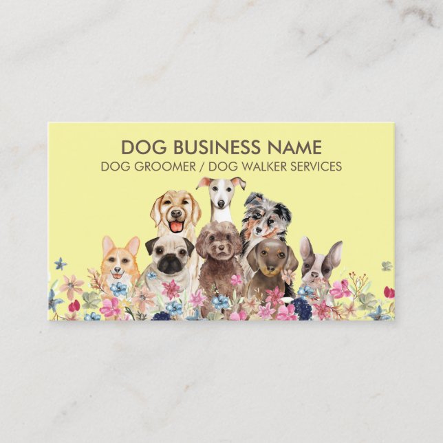 Carte De Visite Chiens jaunes (Devant)