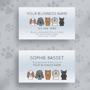 Carte De Visite Chiens mignons adorables Bleu clair