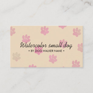 Carte De Visite Chiens pattes roses crème simple toiletteur garde