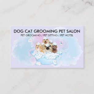 Carte De Visite Chiens rose violet Chats Douche Groomer animal