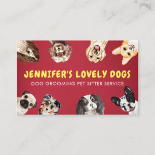 Carte De Visite Chiens Rouges Jaunes Mignons de Petite Taille