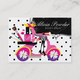Carte De Visite Chiffre de maquillage Cosmetologue Scooter Girl Do