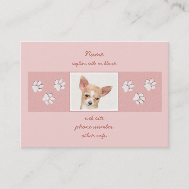 Carte De Visite Chihuahua Peinture - Cute Original Chien Art (Devant)