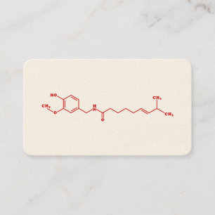 Carte De Visite Chili Capsaicin Formule chimique moléculaire
