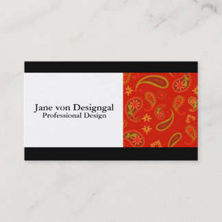 Carte De Visite Chili Pepper Red et Lime Green Paisley Motif