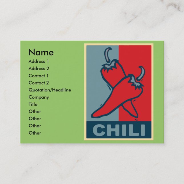 Carte De Visite Chili rouge et bleu, (Devant)