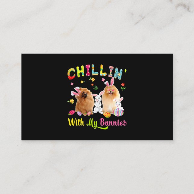 Carte De Visite Chillin avec mes lapins mignons lapin Chiens Pomér (Devant)
