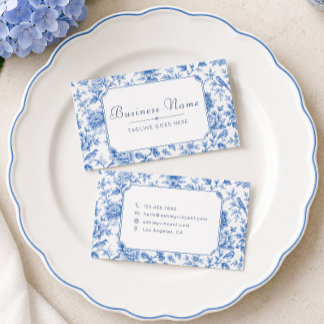 Carte De Visite Chinoiserie florale bleue Toile