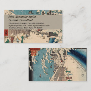 Carte De Visite Chinoiserie Ukiyo-e Paysage japonais d'hiver ennei