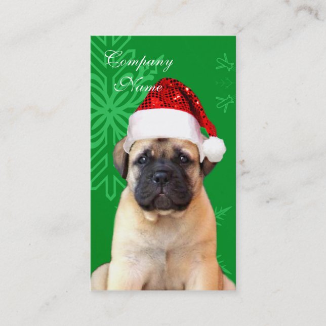Carte De Visite Chiot de bullmastiff de Noël (Devant)