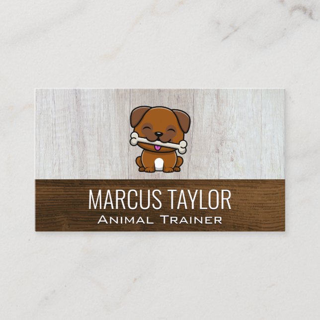 Carte De Visite Chiot Mignon | Éducation de Chien | Bois (Devant)
