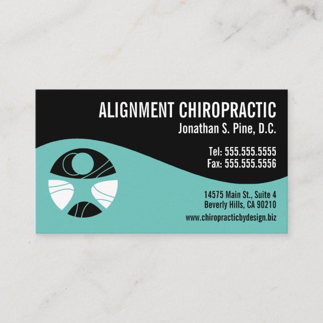 Carte De Visite Chiropracteur de logopratique Turquoise et noir de (Devant)