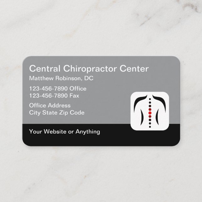 Carte De Visite Chiropractor Medical Business Cards Spine Theme (Devant)
