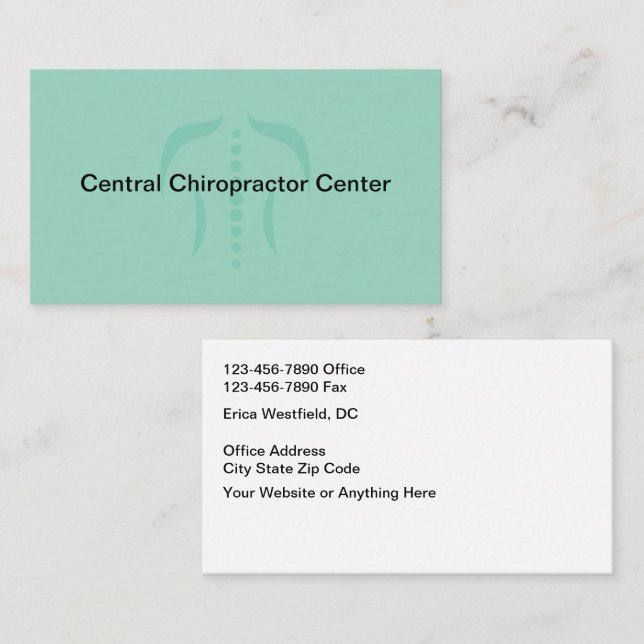 Carte De Visite Chiropractor Modern Medical Business Cards (Devant / Derrière)