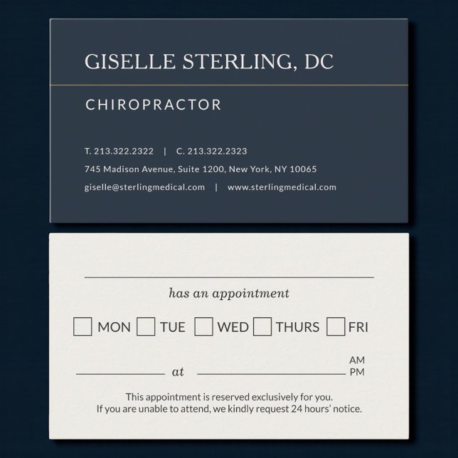 Carte De Visite Chiropractor Office Appointment Reminder (Créateur téléchargé)