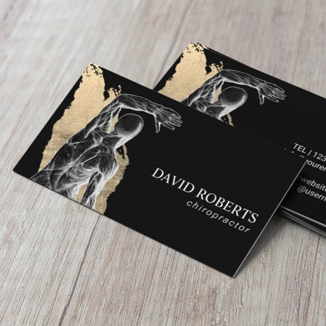 Carte De Visite Chiropratique anatomie chiropratique Noir et Or Ch (Créateur téléchargé)