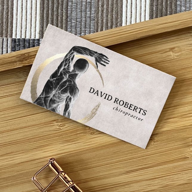 Carte De Visite Chiropratique Gold Circle Thérapiste Chiropraticie (Créateur téléchargé)