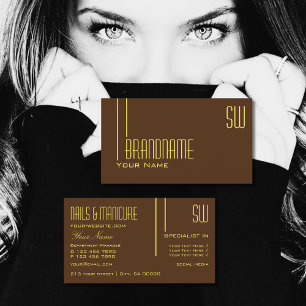 Carte De Visite Chocolat Brown avec Initiales Professionnel