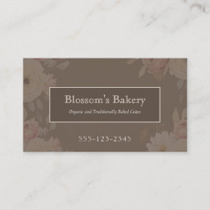Carte De Visite Chocolat Brun Élégant Fleur Bakery